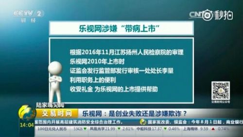 央視炮轟樂(lè)視網(wǎng)：是創(chuàng)業(yè)失敗還是涉嫌欺詐？