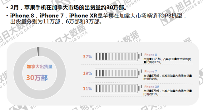蘋果手機全球市場表現(xiàn)(2019年2月)