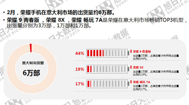 榮耀手機(jī)全球市場表現(xiàn)(2019年2月)