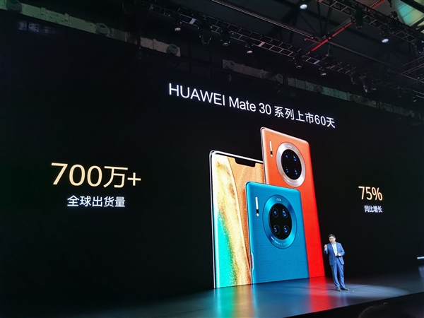 華為Mate 30系列上市60天出貨量突破700萬(wàn)臺(tái):同比增長(zhǎng)75%
